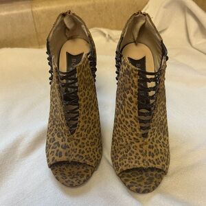 Boutique 9 Leopard Print Open Toe Heels - Women’s Size 7.5
